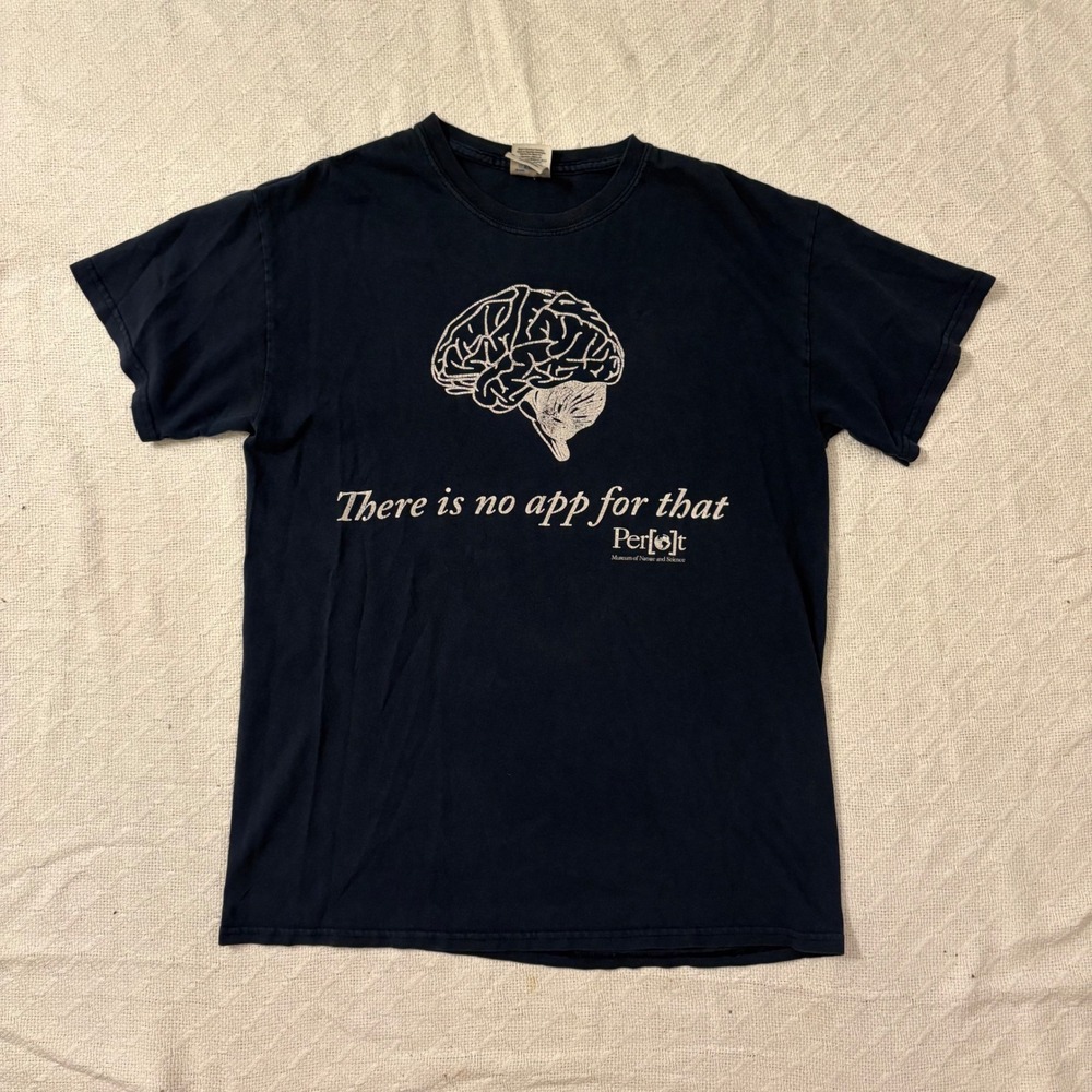 Perot Museum Science Brain Graphic Tee Navy Blue There Is No App For That Mens M
